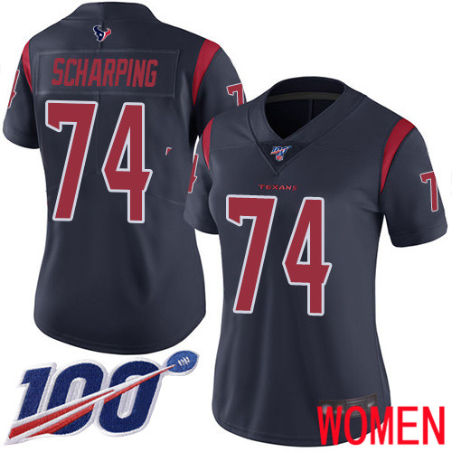 Houston Texans Limited Navy Blue Women Max Scharping Jersey NFL Football #74 100th Season Rush Vapor Untouchable